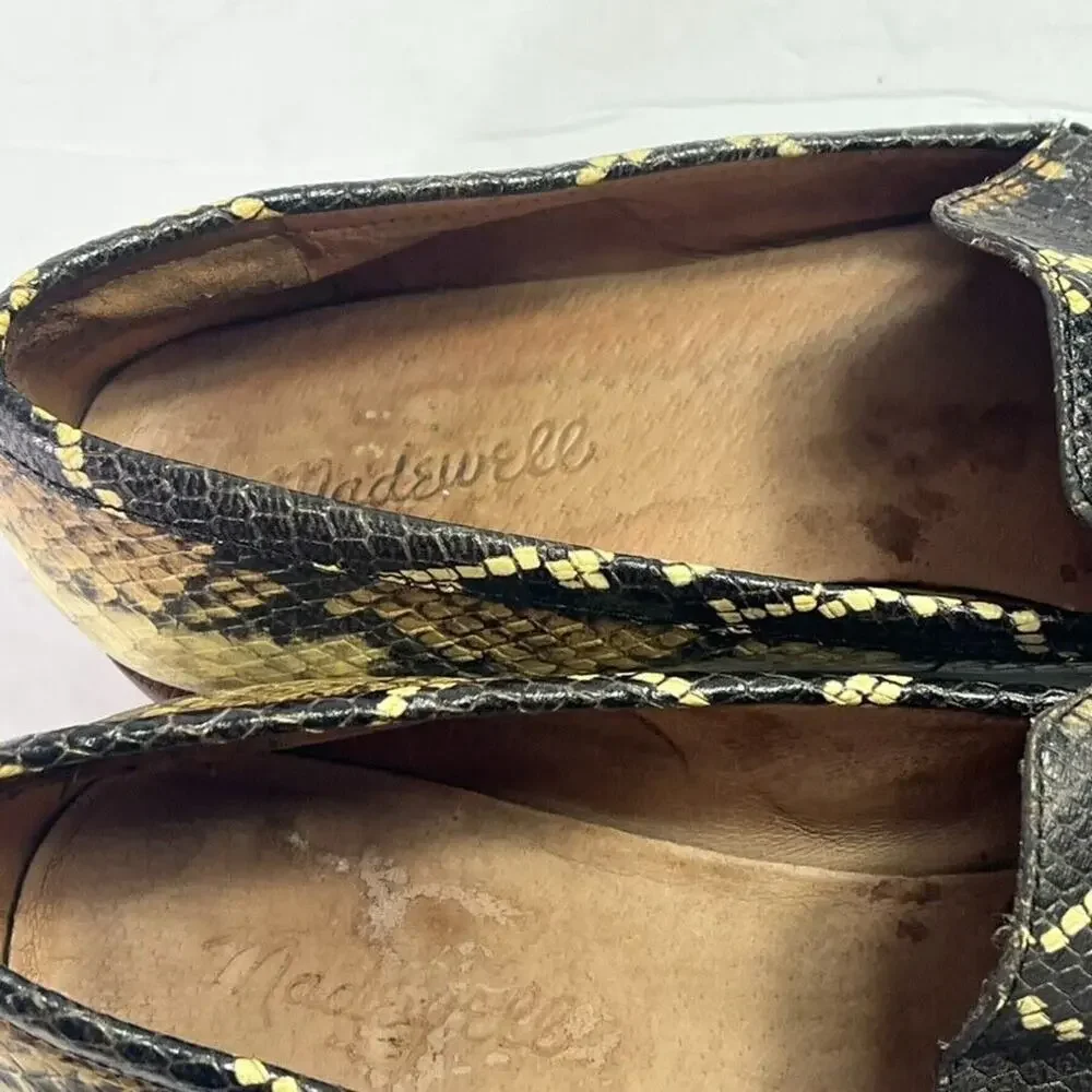 Madewell Shoes Womens 9 Brown Frances Loafer in Snake Print Embossed Leather